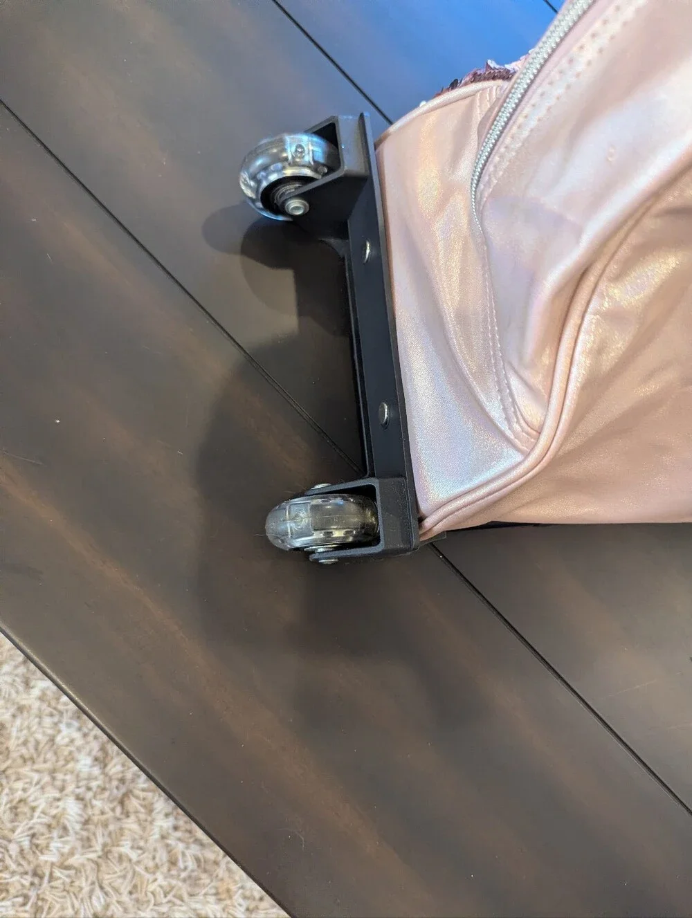 Justice Rose Gold Sequin Travel Bag with Pink Pom-Pom
